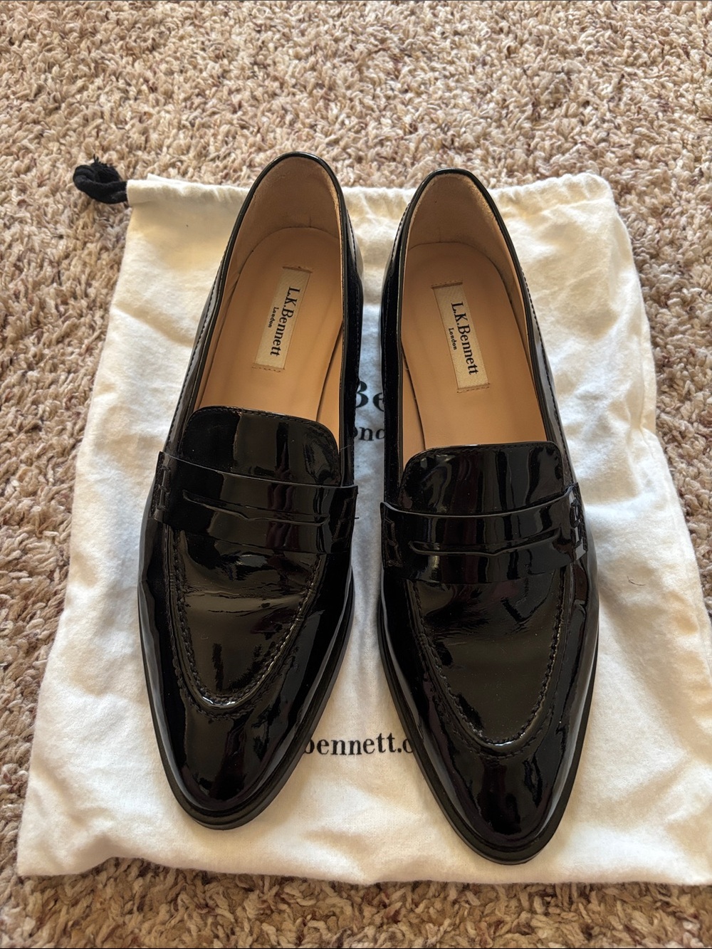 LK Bennett Black Patent Leather Classic Loafers